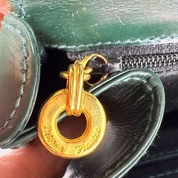 Paloma Picasso Vintage Green Leather Structured Handbag w/ Gold Chain Accent - Picture 9 of 14